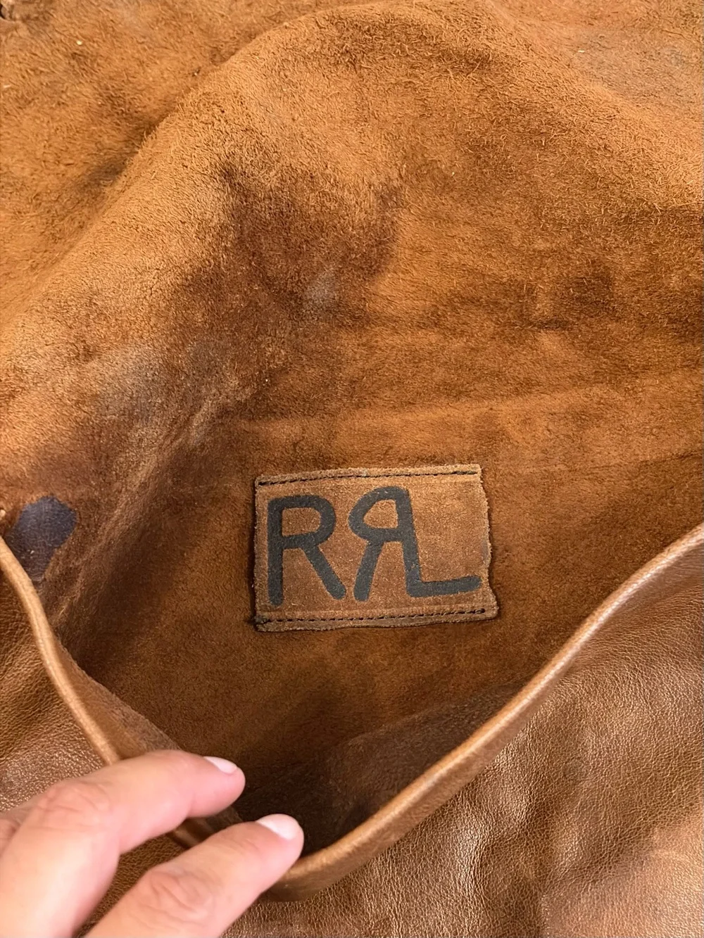 Ralph Lauren Double RL Brown Leather Artisanal Bag with Hair Tassel Concho RRL